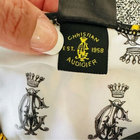 VTG Y2K Christian Audigier 2PC Bikini Sz L Rasta Leaf Print Gold Chain Luxe Swim - Picture 6 of 9